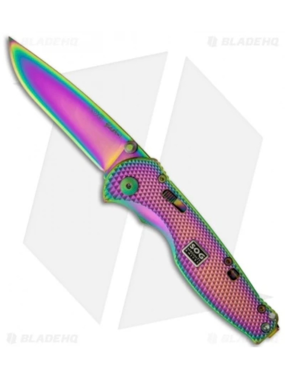 Rainbow SOG Flash I Spring Assisted Knife (2.5″ Spectrum) RAFSA-7